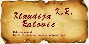 Klaudija Ralović vizit kartica